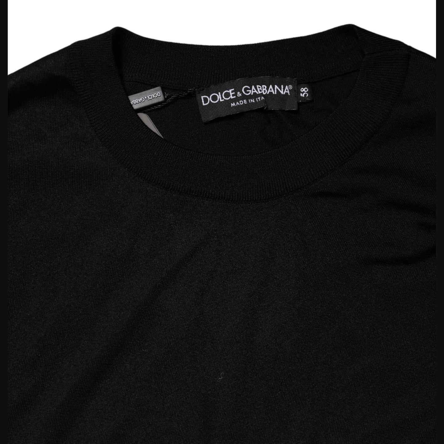 Dolce & Gabbana Black Silk Men Crew Neck Pullover Sweater Dolce & Gabbana