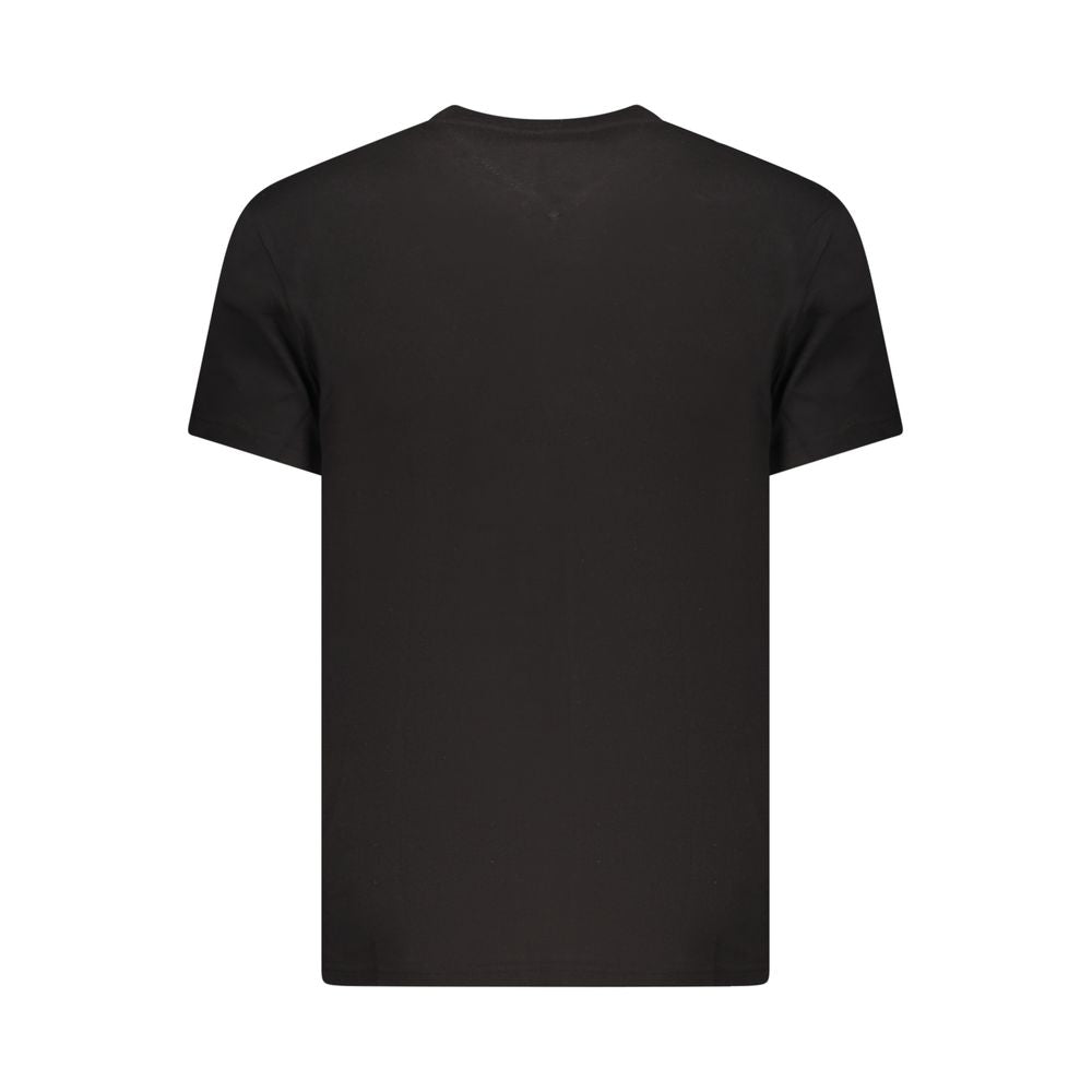Tommy Hilfiger Nero cotton men's T-shirt in black, featuring a classic fit and crew neckline, laid flat.