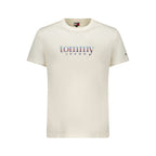 Tommy Hilfiger Bianco cotton men's T-shirt with crew neck and short sleeves, plain white casual top.
