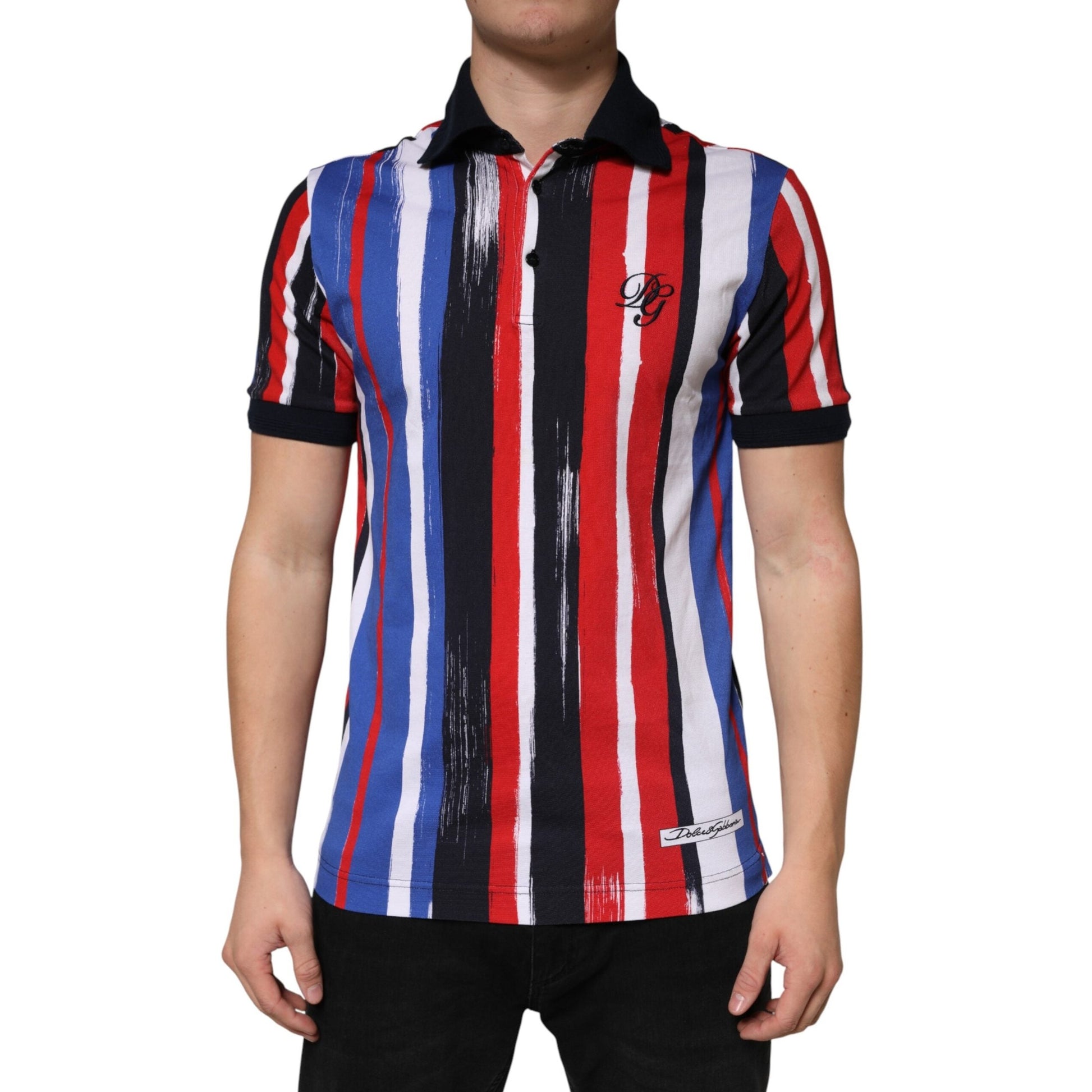 Dolce & Gabbana Multicolor Stripes Cotton Men Polo T-shirt Dolce & Gabbana
