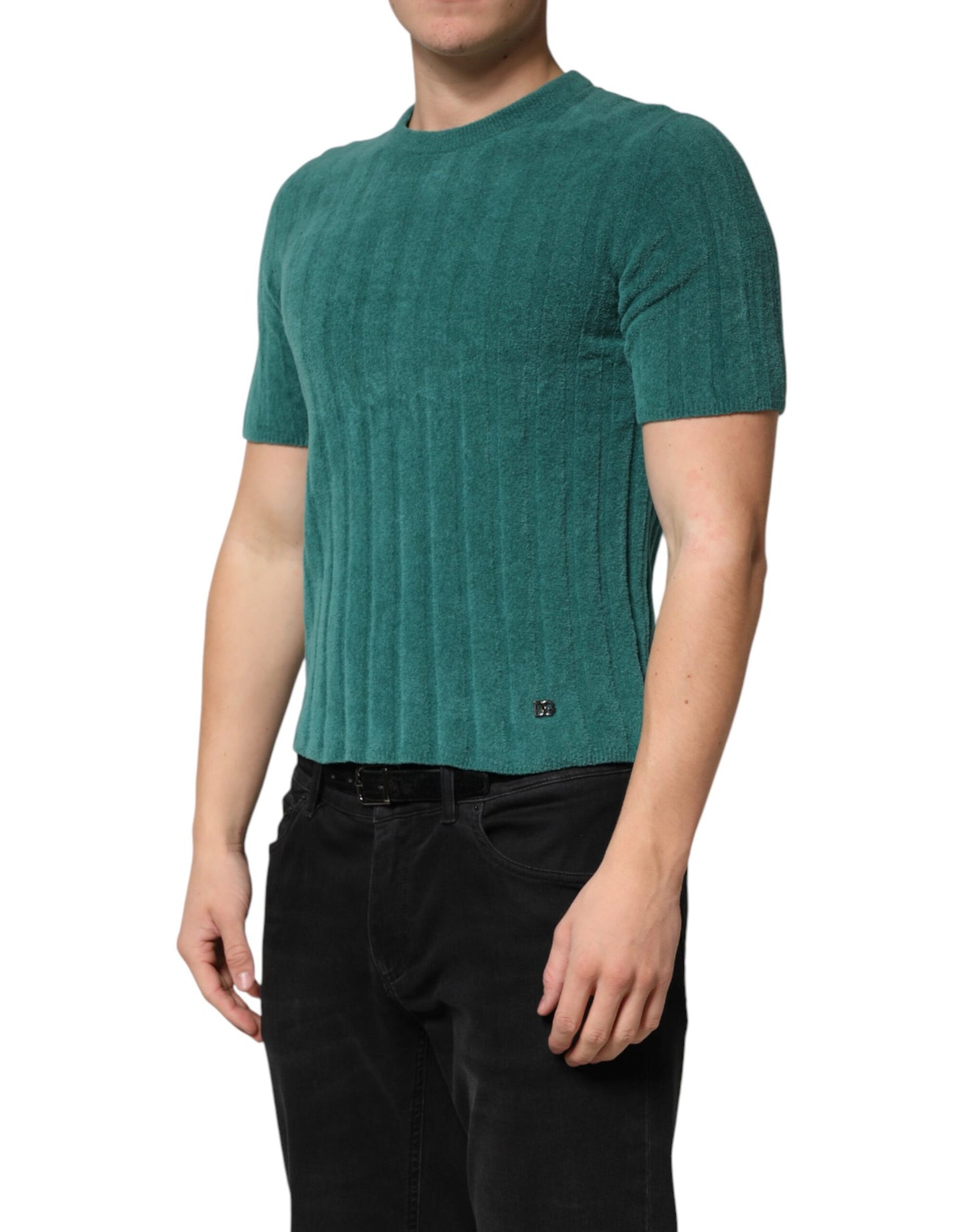 Dolce & Gabbana Dark Green Cotton Blend Men Crew Neck T-shirt Dolce & Gabbana