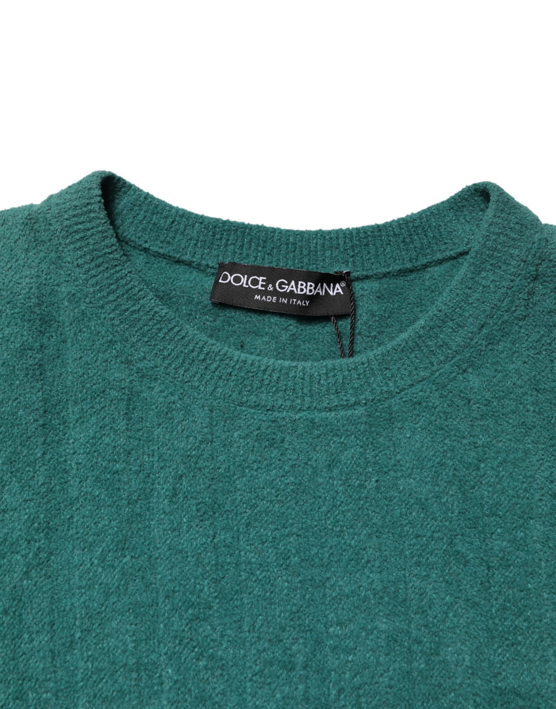 Dolce & Gabbana Dark Green Cotton Blend Men Crew Neck T-shirt Dolce & Gabbana