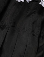 Dolce & Gabbana Black White Silk Macrame Lace Midi Dress