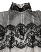 Dolce & Gabbana Black White Lace Silk Blend MaxiSheath Dress - Eljoys Fashion 