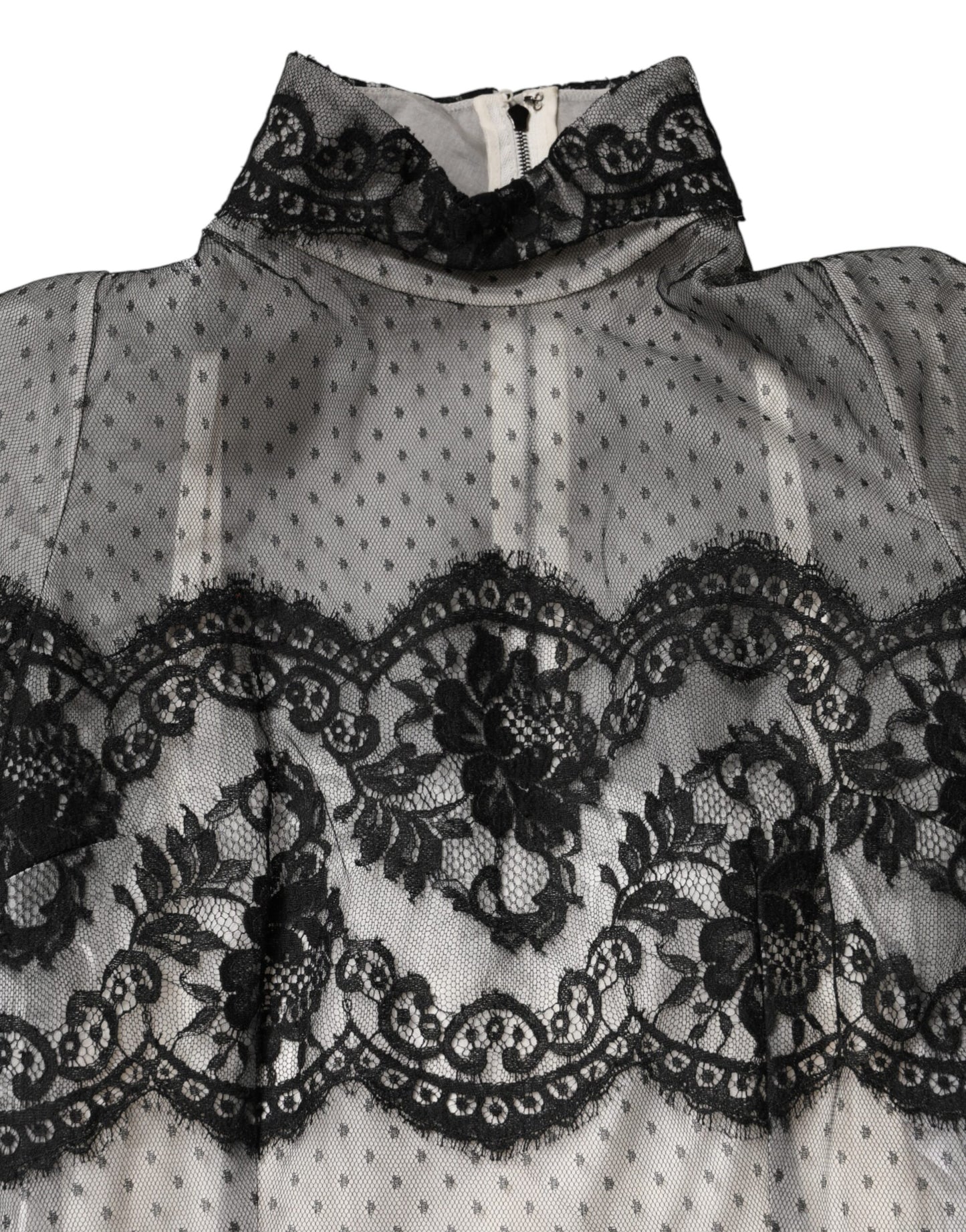 Dolce & Gabbana Black White Lace Silk Blend MaxiSheath Dress Dolce & Gabbana