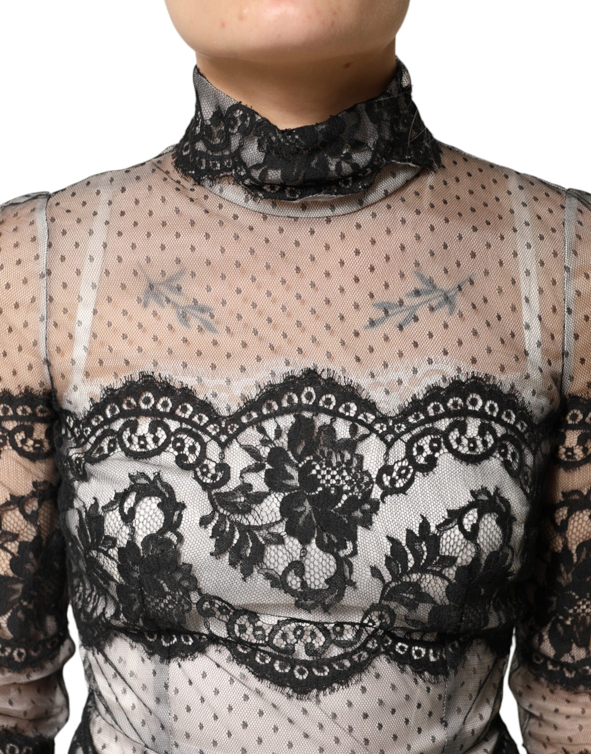 Dolce & Gabbana Black White Lace Silk Blend MaxiSheath Dress - Eljoys Fashion 