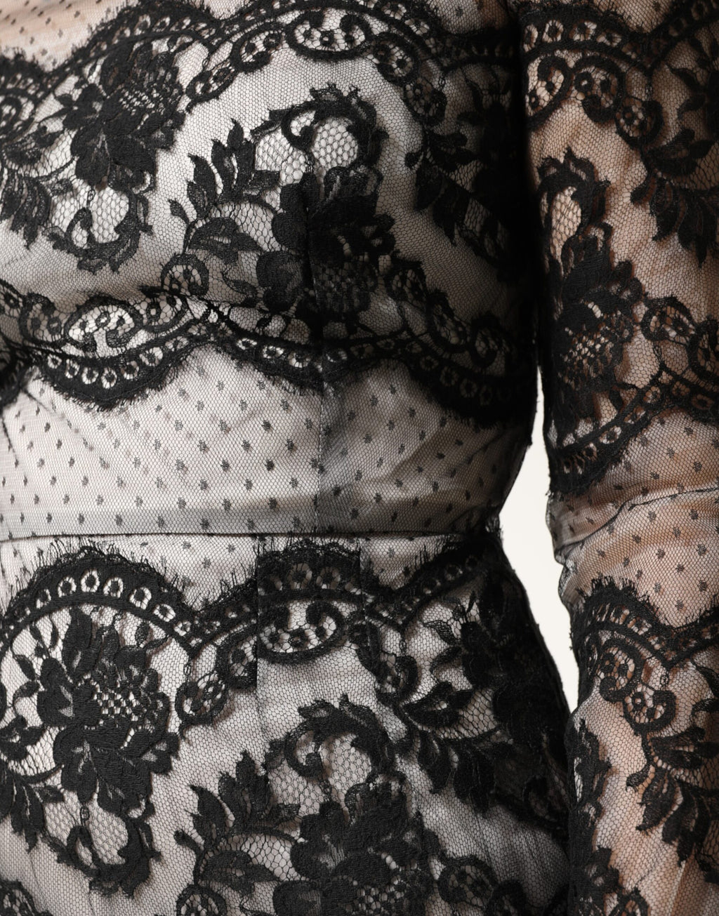 Dolce & Gabbana Black White Lace Silk Blend MaxiSheath Dress - Eljoys Fashion 