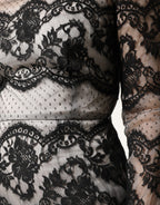 Dolce & Gabbana Black White Lace Silk Blend MaxiSheath Dress - Eljoys Fashion 