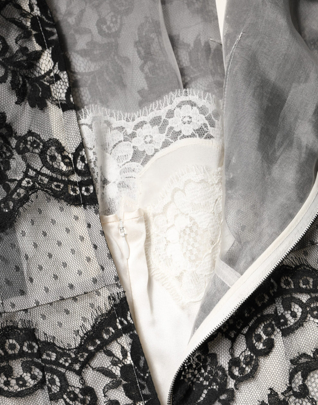 Dolce & Gabbana Black White Lace Silk Blend MaxiSheath Dress - Eljoys Fashion 