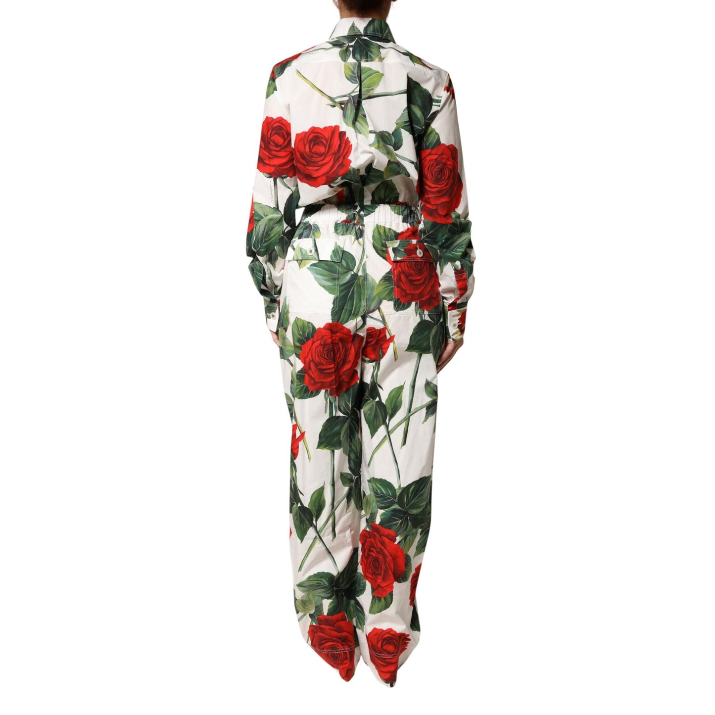 Dolce & Gabbana White Floral Print Cotton Jumpsuit Dress Dolce & Gabbana