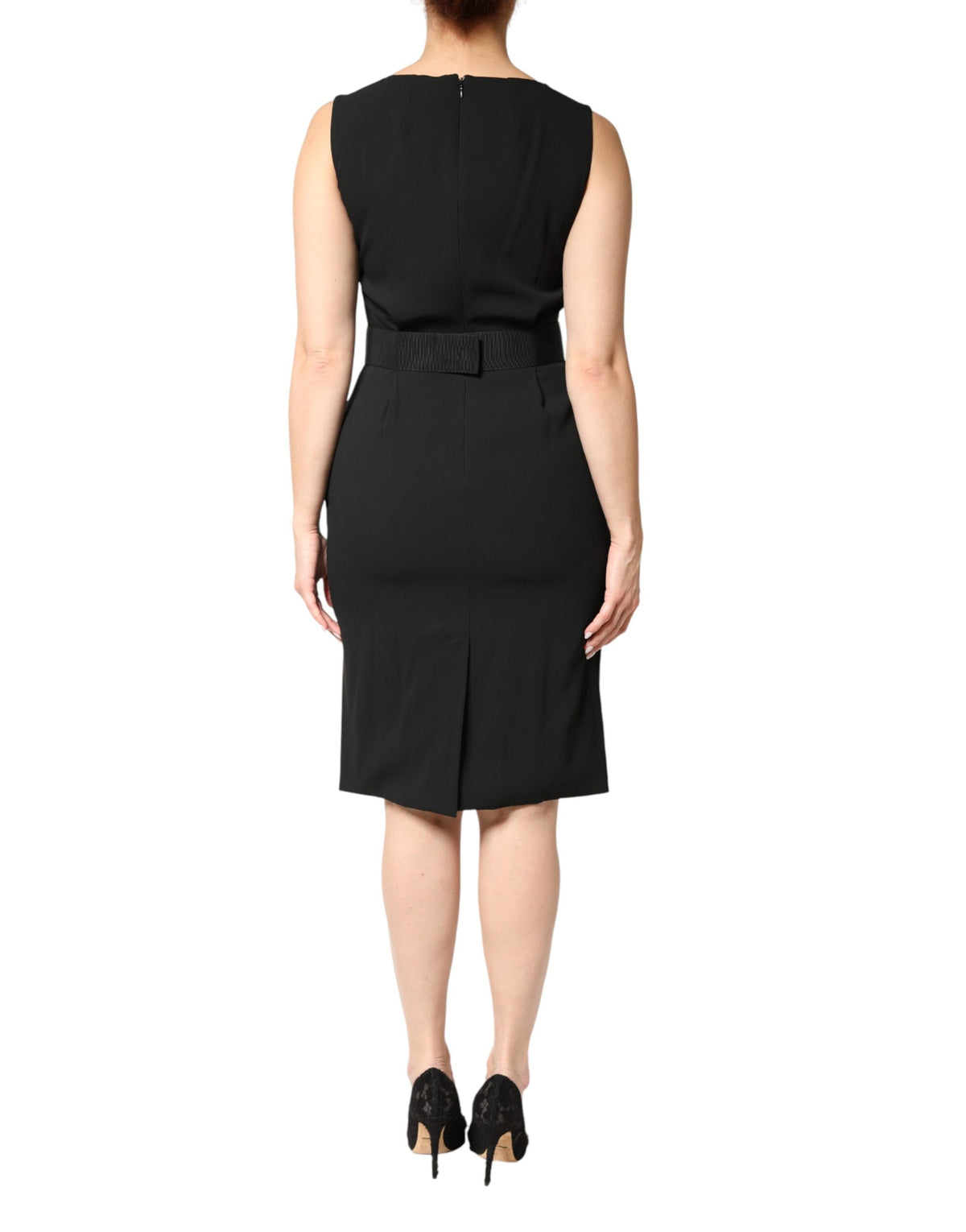 Dolce & Gabbana Black Sleeveless Sheath Knee Length Dress Dolce & Gabbana