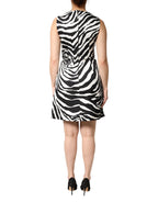 Dolce & Gabbana Black White Zebra Sleeveless A-line Dress - Eljoys Fashion 