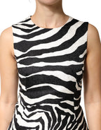 Dolce & Gabbana Black White Zebra Sleeveless A-line Dress - Eljoys Fashion 