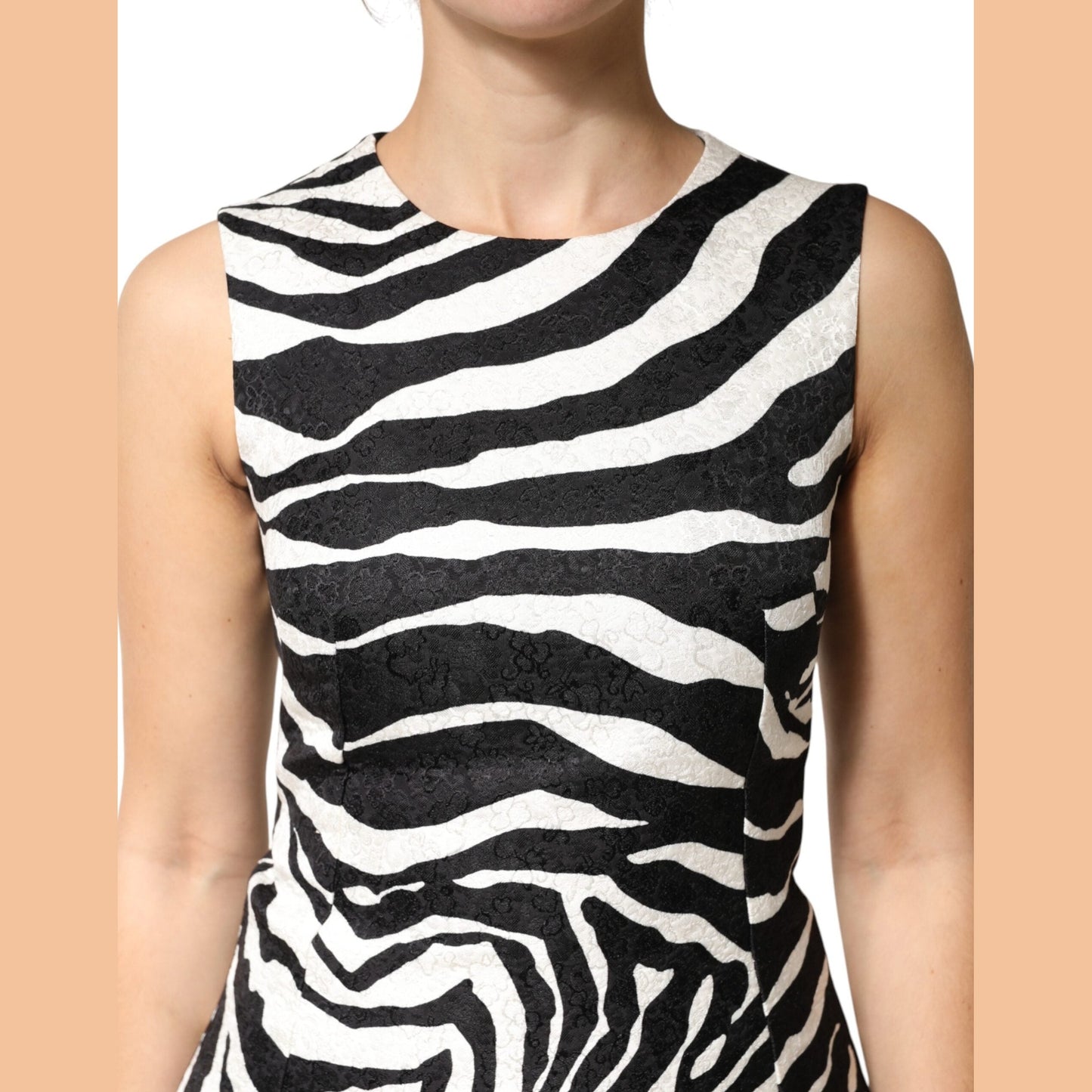 Dolce & Gabbana Black White Zebra Sleeveless A-line Dress Dolce & Gabbana