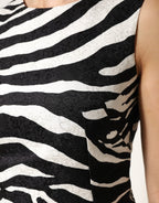 Dolce & Gabbana Black White Zebra Sleeveless A-line Dress - Eljoys Fashion 