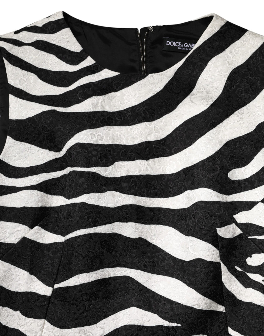 Dolce & Gabbana Black White Zebra Sleeveless A-line Dress - Eljoys Fashion 