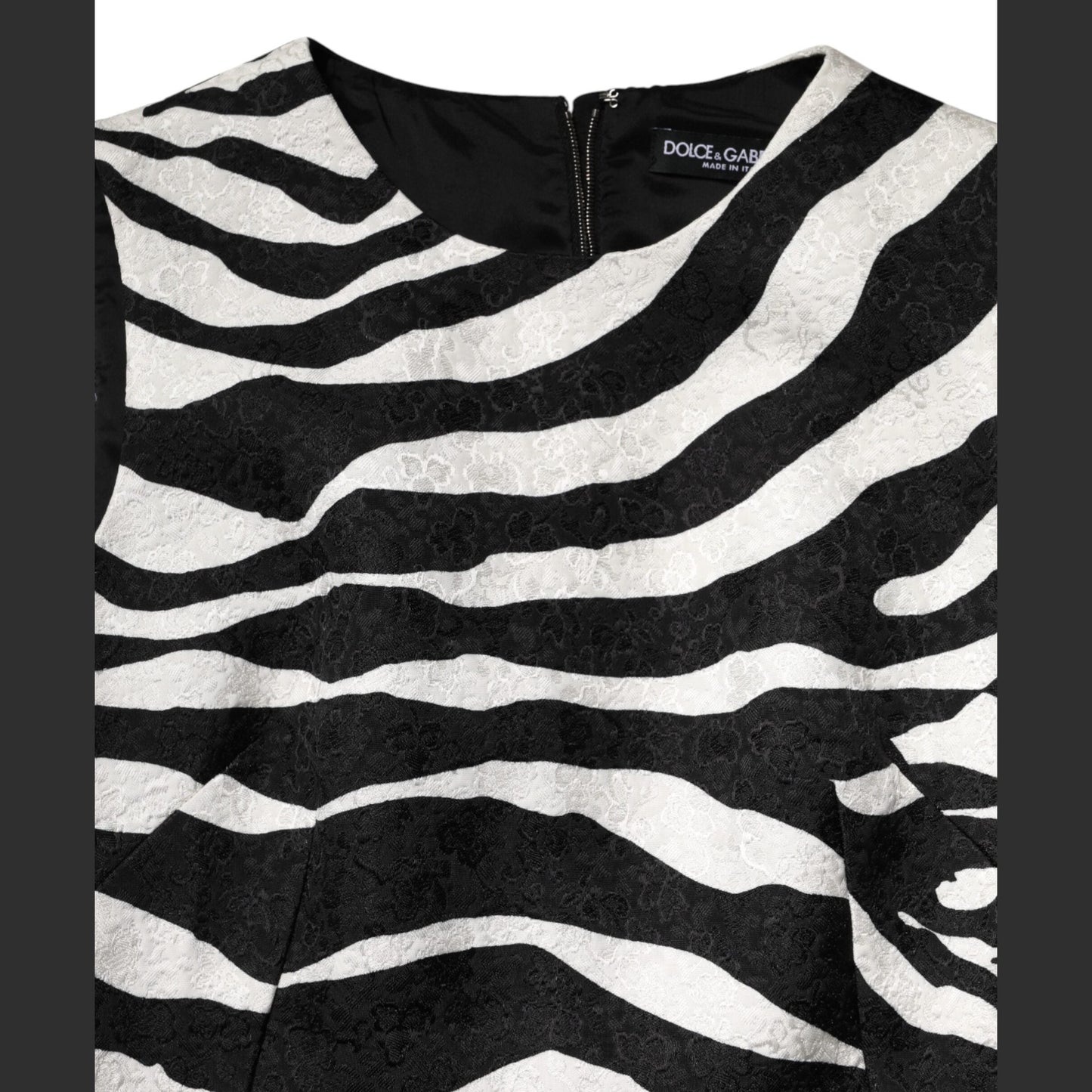 Dolce & Gabbana Black White Zebra Sleeveless A-line Dress Dolce & Gabbana