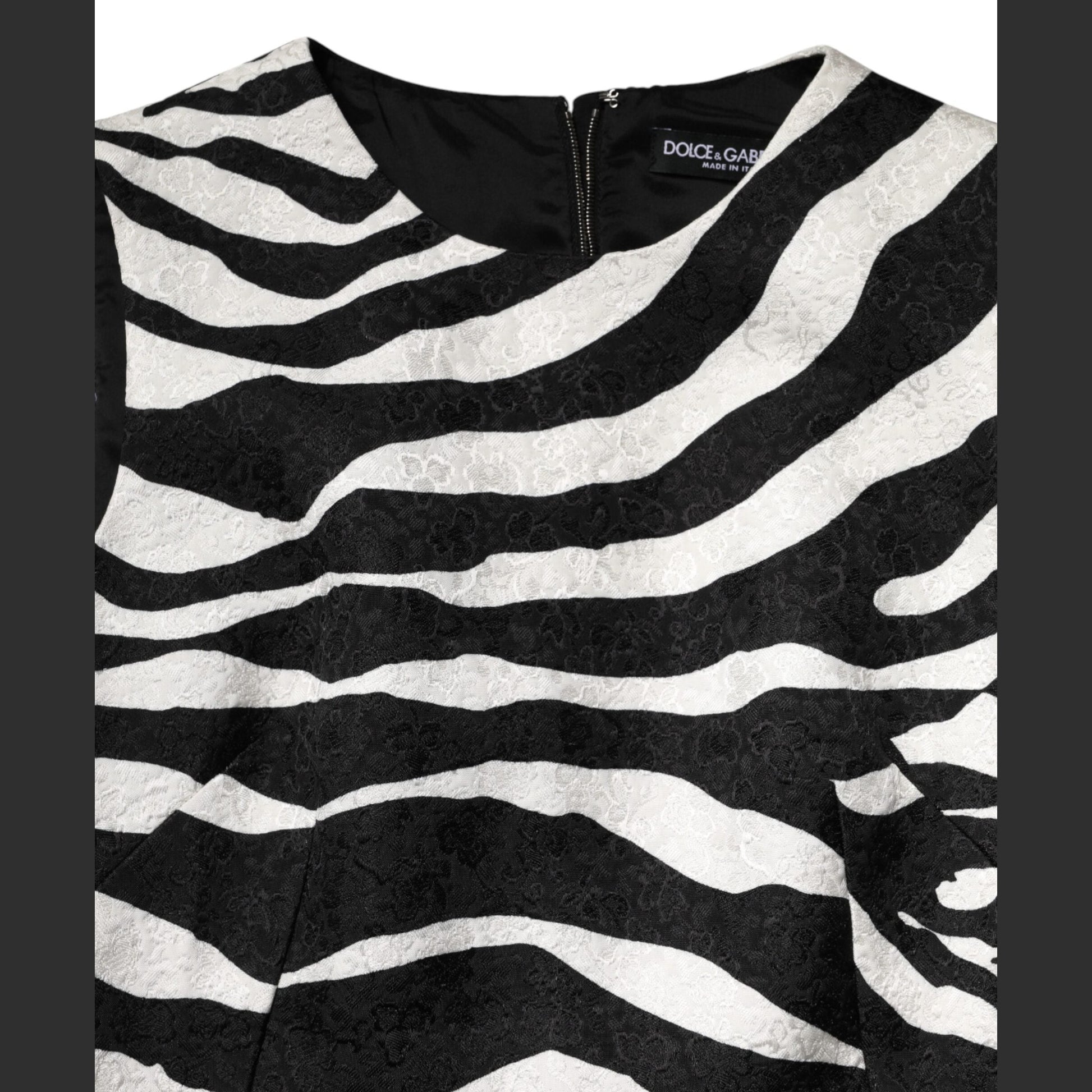 Dolce & Gabbana Black White Zebra Sleeveless A-line Dress Dolce & Gabbana