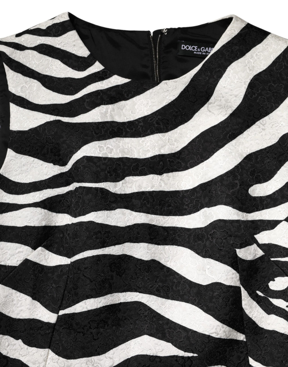 Dolce & Gabbana Black White Zebra Sleeveless A-line Dress - Eljoys Fashion 