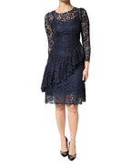 Dolce & Gabbana Blue Lace Ruffle A-line Knee Length Dress - Eljoys Fashion 