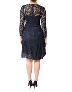 Dolce & Gabbana Blue Lace Ruffle A-line Knee Length Dress - Eljoys Fashion 