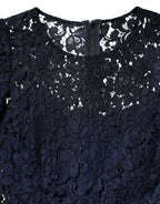 Dolce & Gabbana Blue Lace Ruffle A-line Knee Length Dress - Eljoys Fashion 