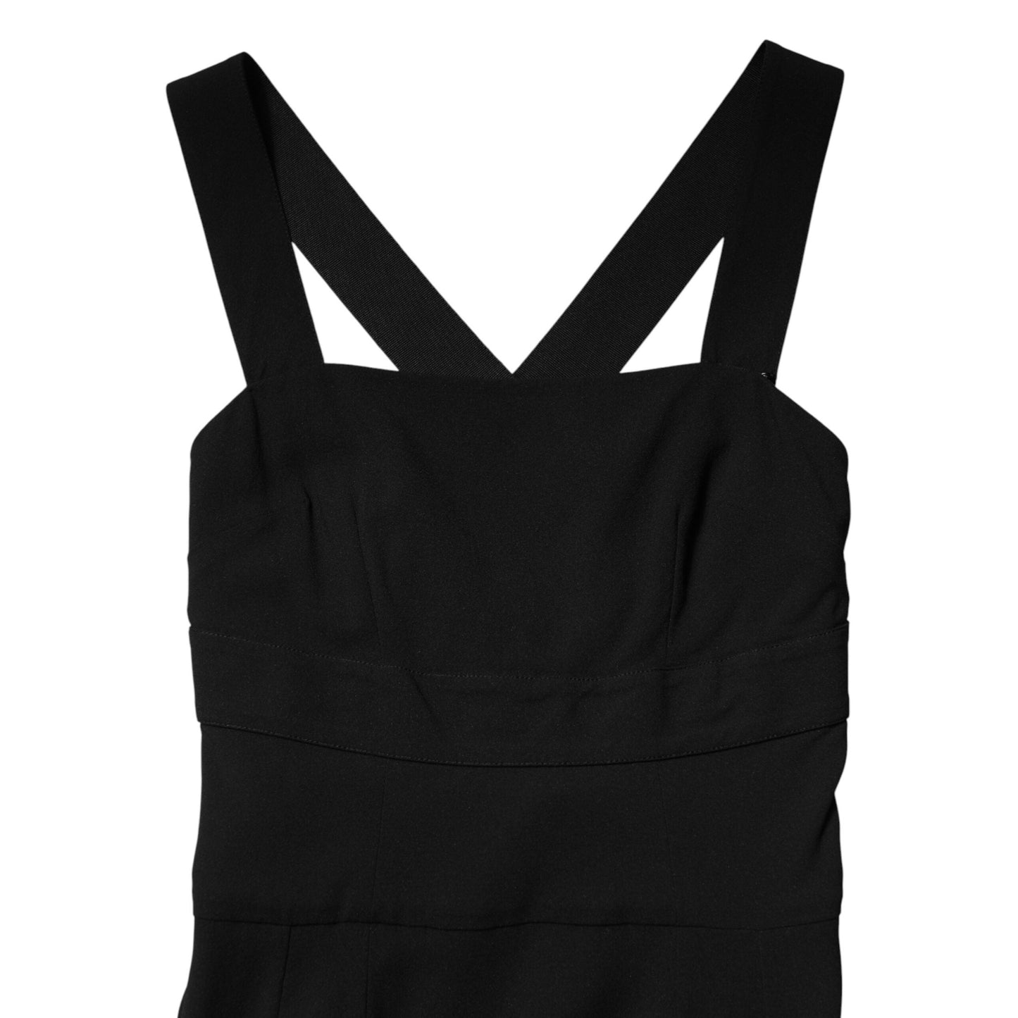 Dolce & Gabbana Black Square Neck Sleeveless Midi Dress Dolce & Gabbana
