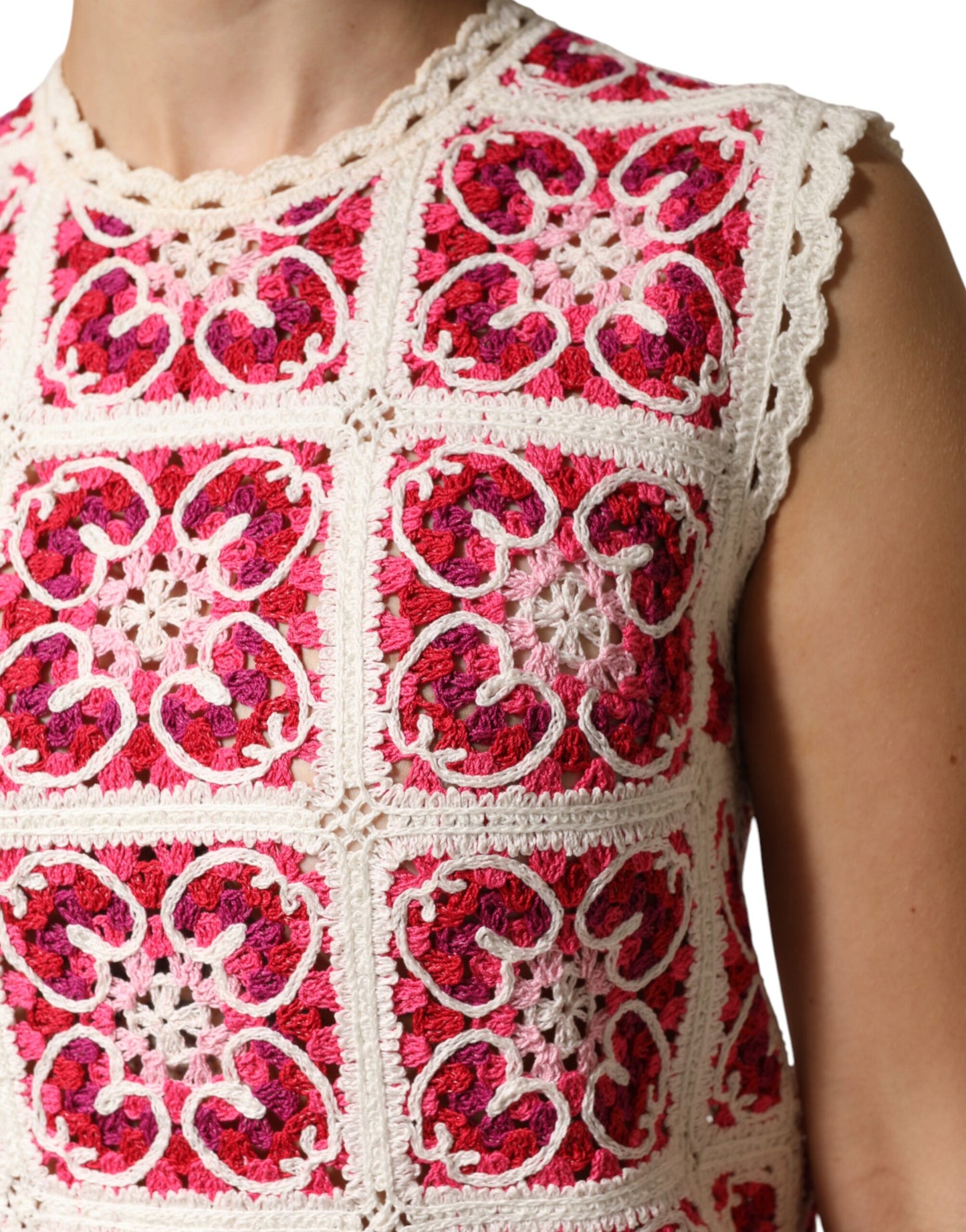 Dolce & Gabbana Multicolor Brick Stitched Crochet Mini Dress Dolce & Gabbana