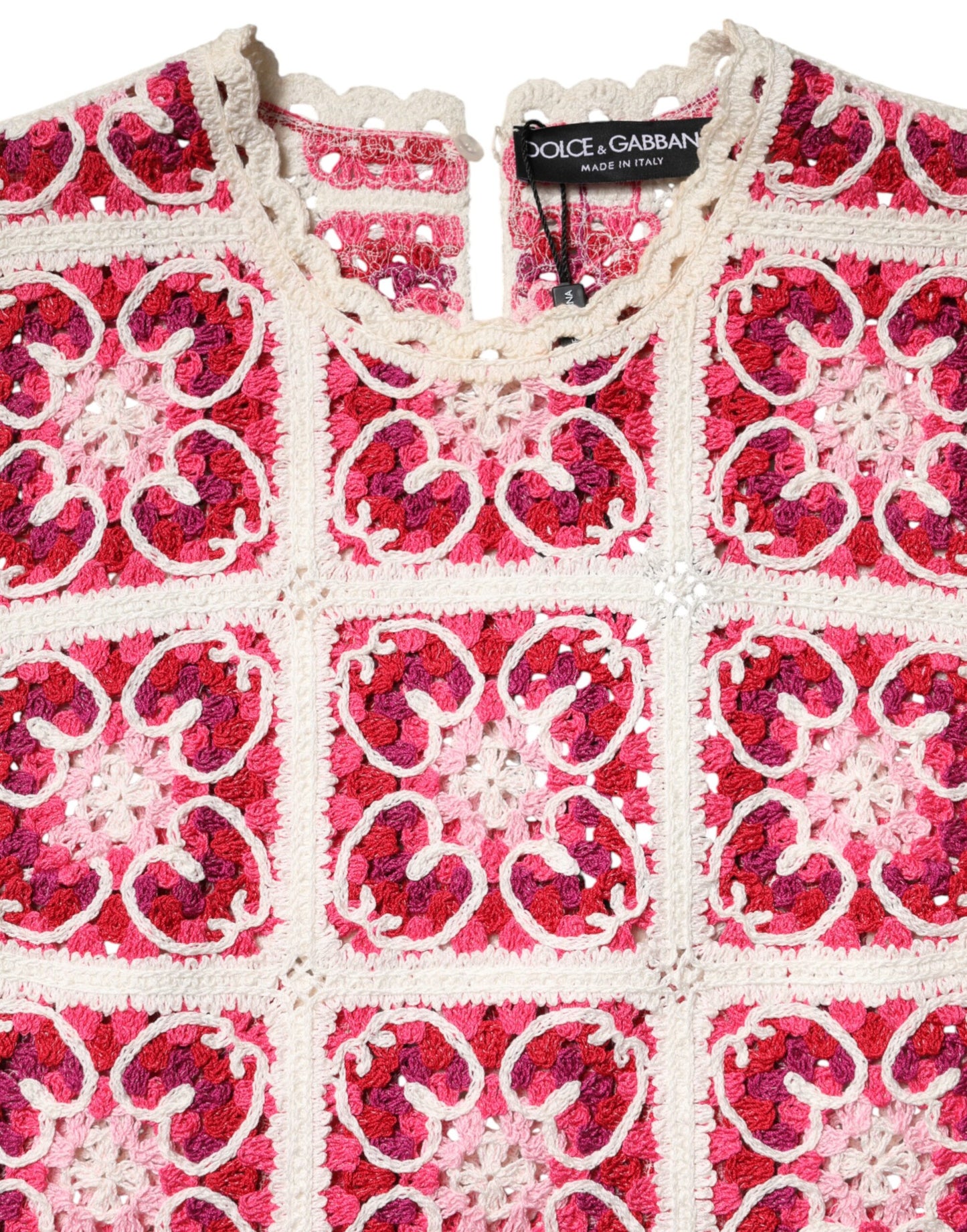 Dolce & Gabbana Multicolor Brick Stitched Crochet Mini Dress Dolce & Gabbana