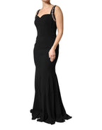 Dolce & Gabbana Black Embellished Bodycon Long Gown Dress - Eljoys Fashion 