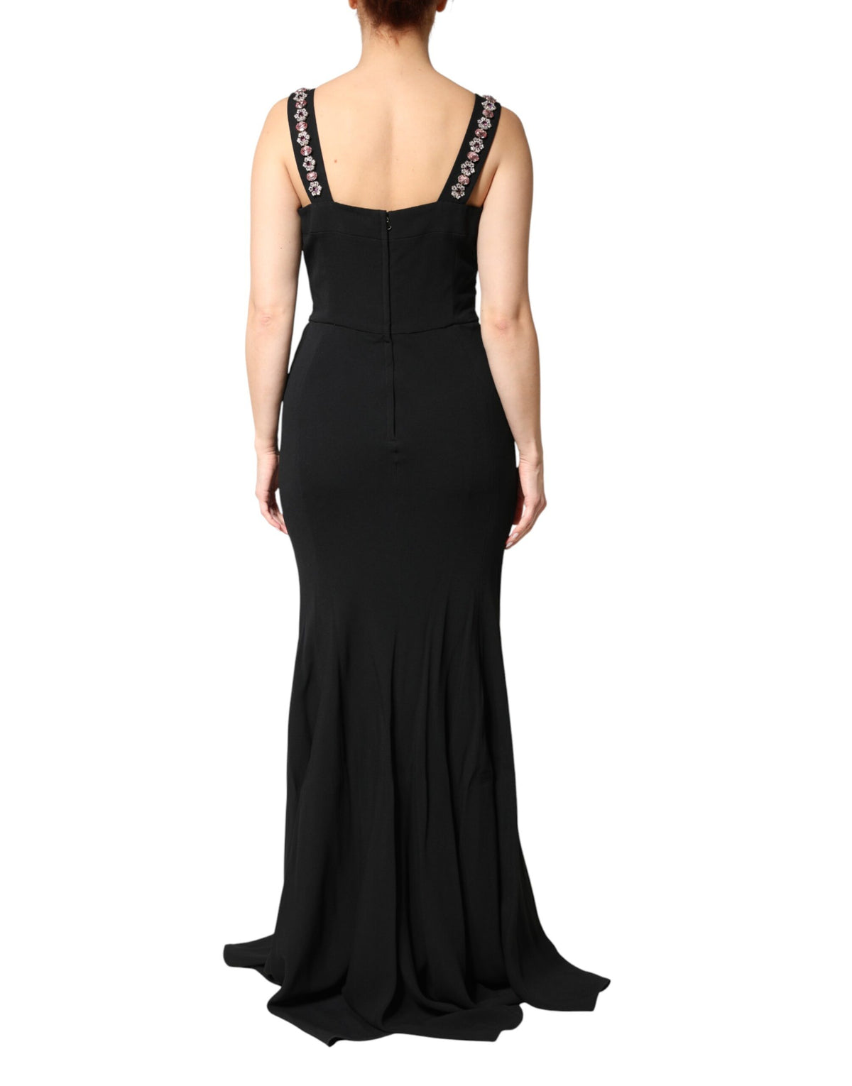 Dolce & Gabbana Black Embellished Bodycon Long Gown Dress - Eljoys Fashion 