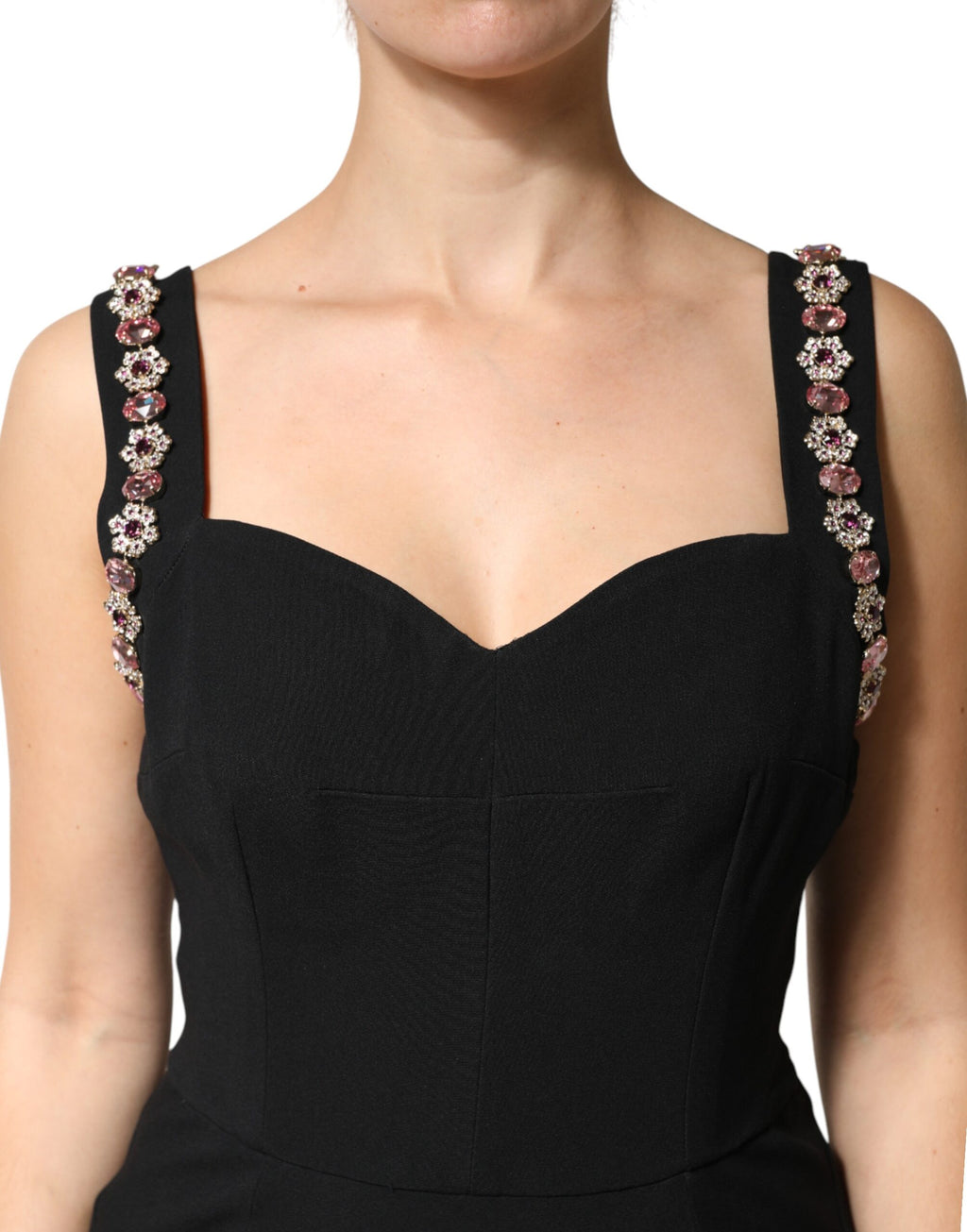 Dolce & Gabbana Black Embellished Bodycon Long Gown Dress - Eljoys Fashion 