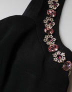 Dolce & Gabbana Black Embellished Bodycon Long Gown Dress - Eljoys Fashion 