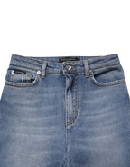 Dolce & Gabbana Blue Washed Cotton Skinny Denim Trouser Jeans - Eljoys Fashion 
