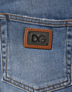 Dolce & Gabbana Blue Washed Cotton Skinny Denim Trouser Jeans - Eljoys Fashion 