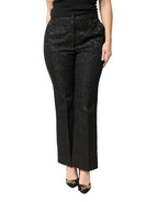 Dolce & Gabbana Black Floral Brocade High Waisted Trouser Pants - Eljoys Fashion 