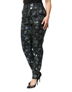 Dolce & Gabbana BlueGreen Floral Metallic Slim Trouser Pants - Eljoys Fashion 