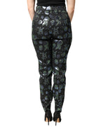 Dolce & Gabbana BlueGreen Floral Metallic Slim Trouser Pants - Eljoys Fashion 