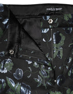 Dolce & Gabbana BlueGreen Floral Metallic Slim Trouser Pants - Eljoys Fashion 