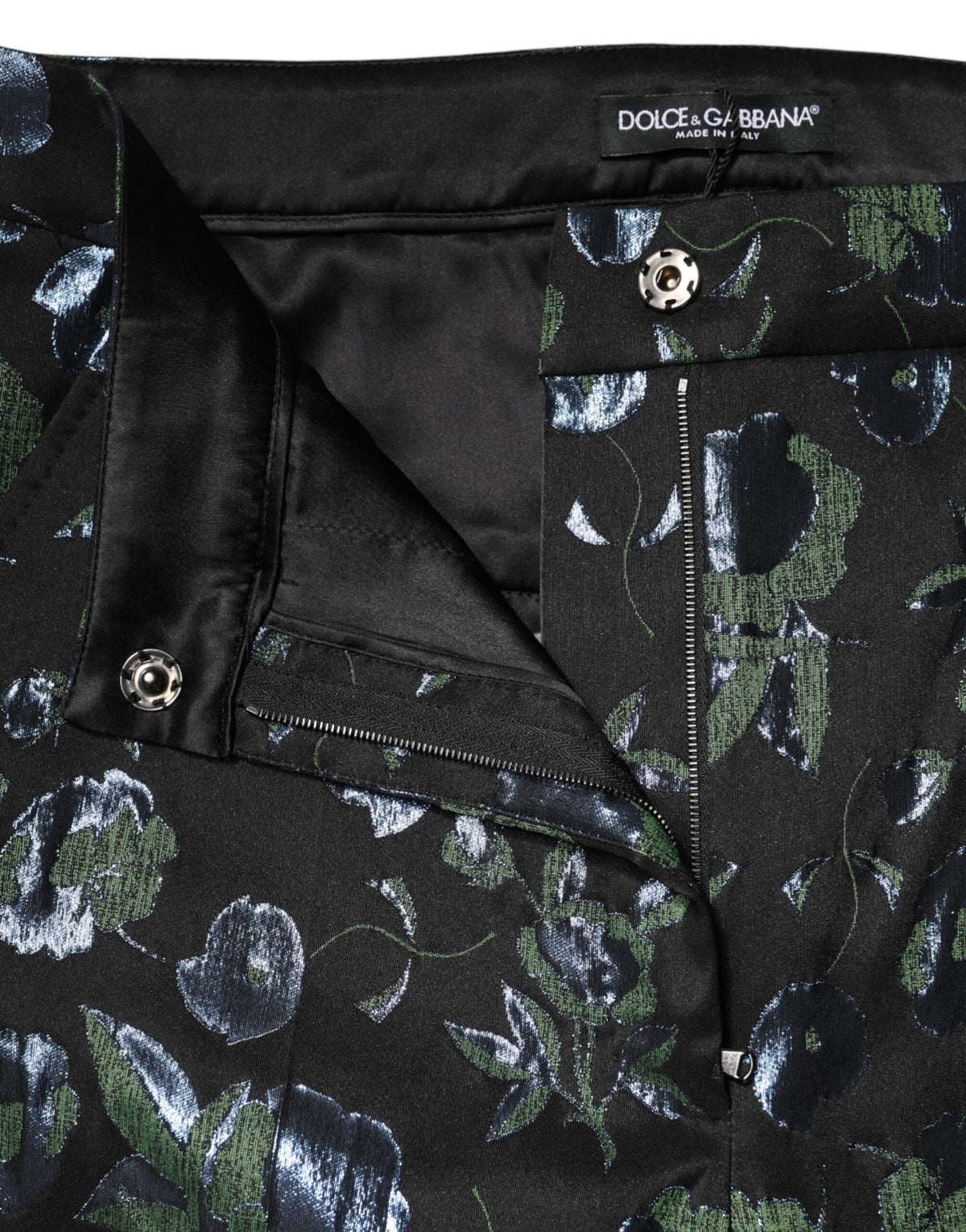 Dolce & Gabbana BlueGreen Floral Metallic Slim Trouser Pants - Eljoys Fashion 