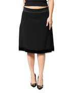 Dolce & Gabbana Black Mid Waist A-line Knee Length Skirt - Eljoys Fashion 