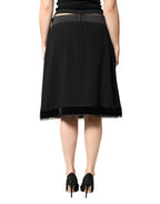 Dolce & Gabbana Black Mid Waist A-line Knee Length Skirt - Eljoys Fashion 