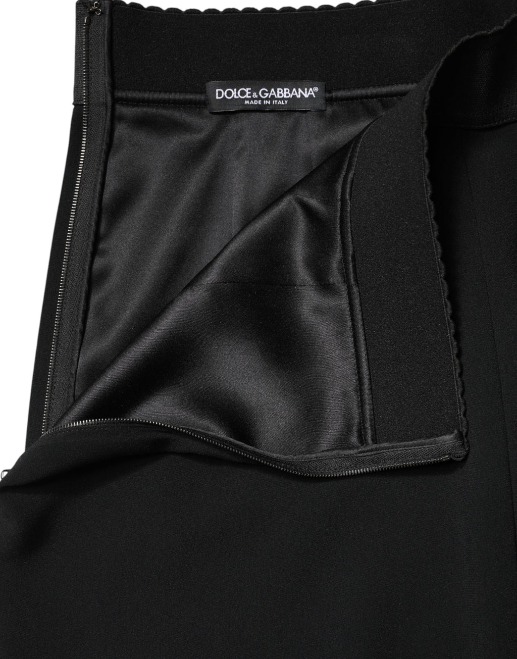 Dolce & Gabbana Black Mid Waist A-line Knee Length Skirt - Eljoys Fashion 