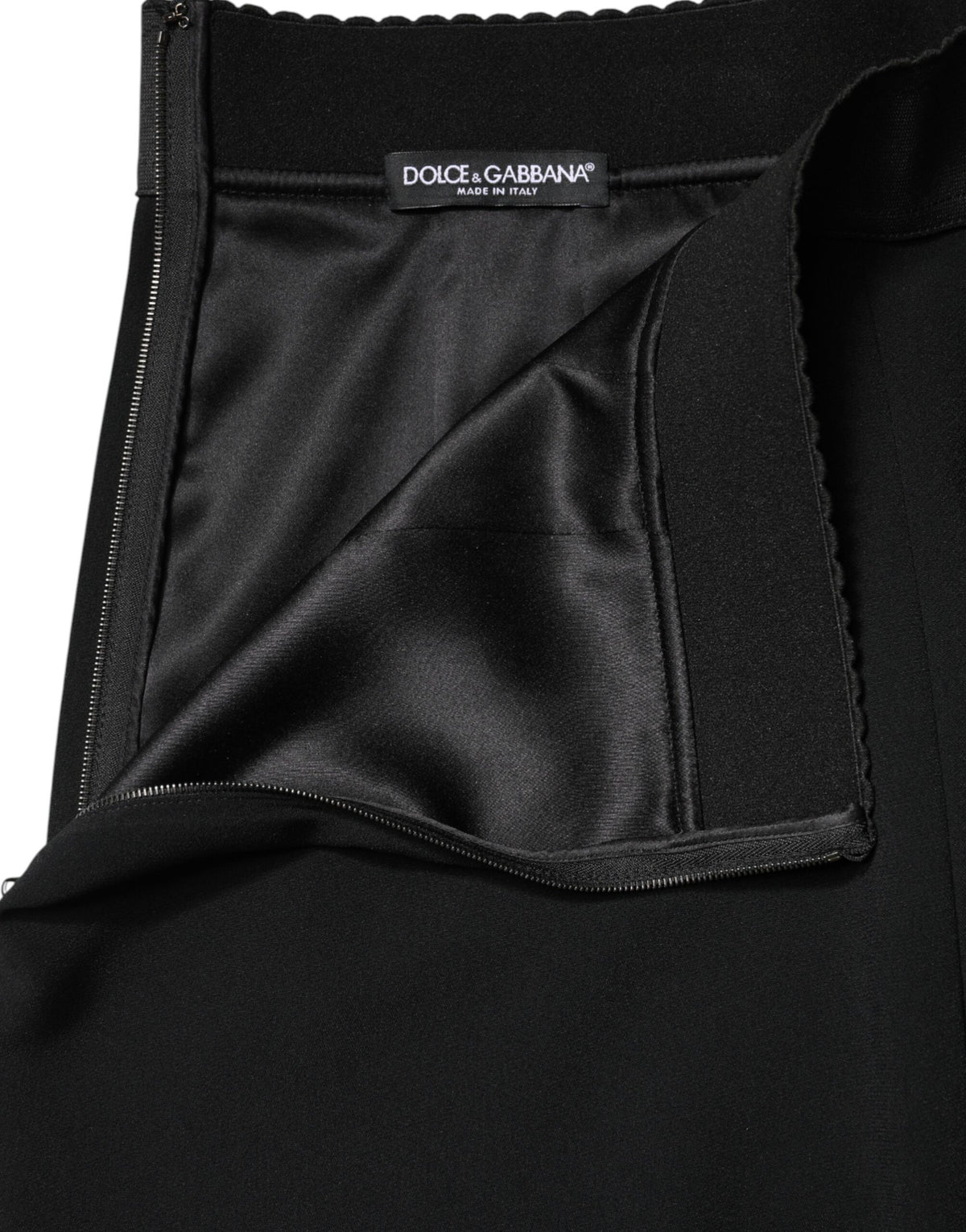Dolce & Gabbana Black Mid Waist A-line Knee Length Skirt - Eljoys Fashion 