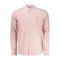 Red cotton men's shirt by North Sails, featuring a button-up design and classic collar, displayed on a white background.