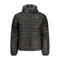 Accademia Militare black polyester men's jacket with a stand-up collar and front zipper, stylish and durable outerwear.