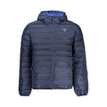 Accademia Militare men's blue polyester jacket with front zipper and collar, stylish military-inspired design.