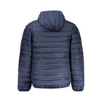 Accademia Militare men's blue polyester jacket with a collar, front zipper, and stylish design.