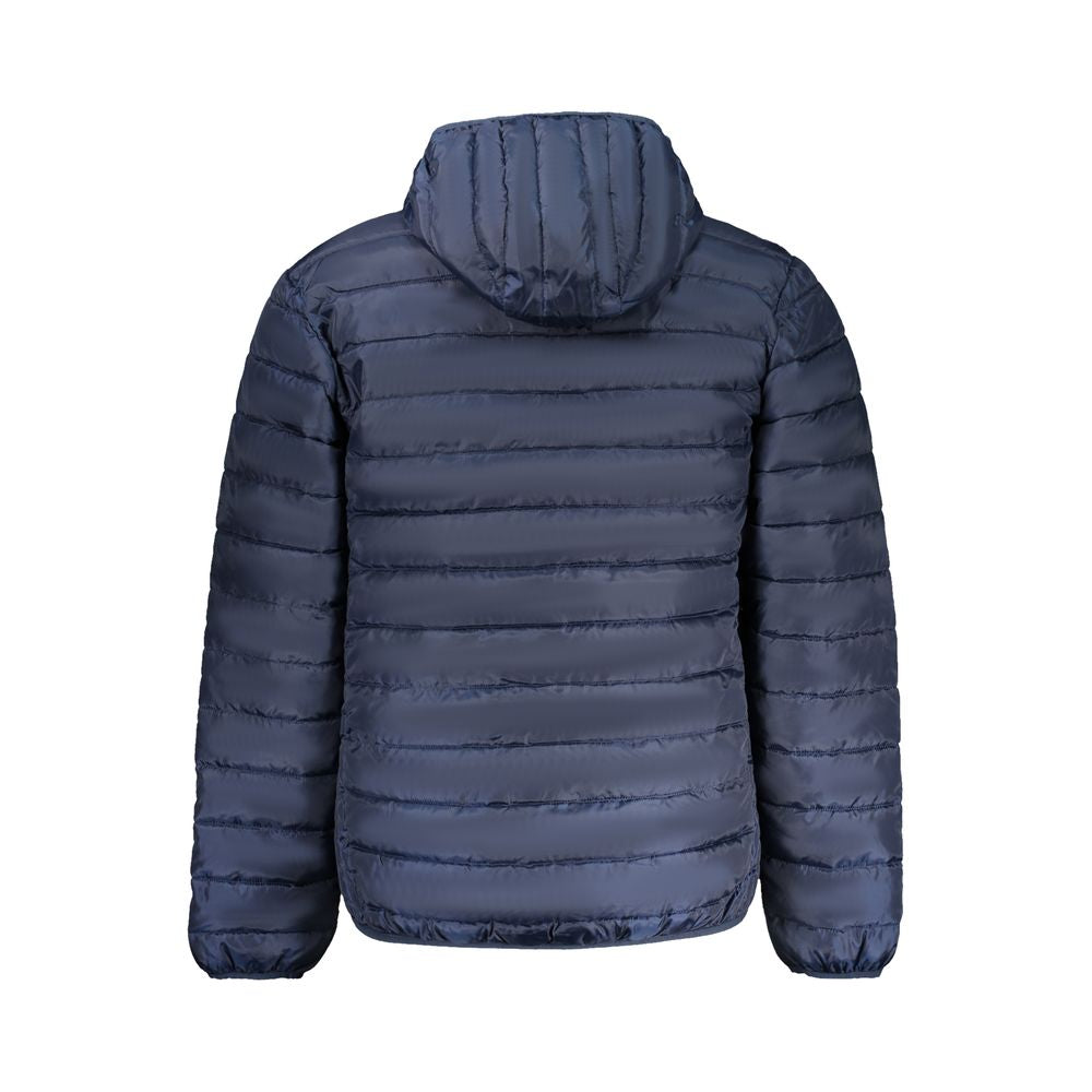 Accademia Militare men's blue polyester jacket with a collar, front zipper, and stylish design.