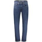 North Sails Blu Cotton Men’s Jeans, stylish blue denim with classic fit and visible stitching, front and back pockets.